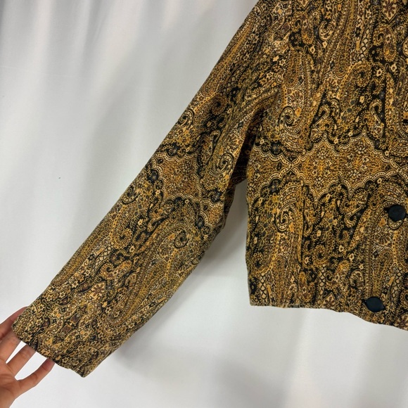 90s Paisley Tapestry Cropped, Blazer, Cotton Dark Academia Cottagecore Jacket M - Picture 6 of 12